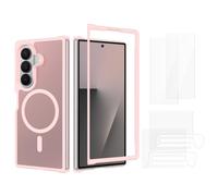 Custodia magnetica per Samsung Galaxy Z Fold8 Ultra, in vetro, rosa | 2 vetri protettivi esterni, 2 pellicole in idrogel interno, telaio in TPU, piastra posteriore da 2,0 mm, sensazione SkinFeel