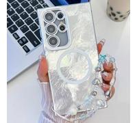 Custodia magnetica per Samsung S25 Ultra con cordino per mano e onde d'acqua, per Samsung A55, A56, A54, A35, A36, S24 Ultra, S24 FE, S23, A6, per Samsung S24 Plus