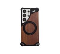 Custodia Magnetica Per Telefono Con Supporto Girevole A 360 Senza Cornice In Legno Di Noce Pantera, Compatibile Con Samsung Galaxy S23 Ultra 5G (Ner