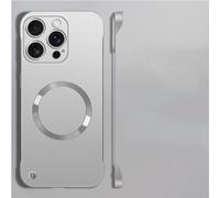 Custodia magnetica ultra sottile con vernice metallizzata per iPhone 16, 15, 14, 13, 12 Pro Max Plus, antiurto e rinfrescante senza cornice, argento, per iPhone 16 Pro Max