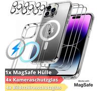 Custodia Magsafe 9in1 per IPHONE 14 13 Pro Max Vetro Protezione Fotocamera Handy