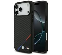 Custodia MagSafe BMW M Carbon Tricolor Line per iPhone 17 Pro Max, nera