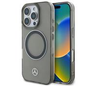 CG MOBILE Mercedes-Benz HC - Custodia per iPhone 16 Pro Max, resistente, antiurto, compatibile con Magsafe, PC/TPU con anello argentato trasparente, nero