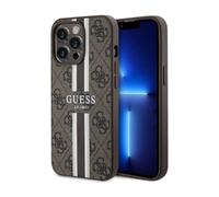 Guess GUHMP13XP4RPSW - Custodia rigida per iPhone 13 Pro Max 6.7", motivo a strisce stampate 4G, colore: Marrone