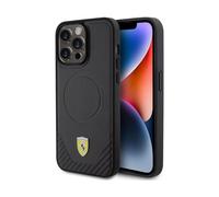 Custodia MagSafe Ferrari Carbon Metal Logo, nera - iPhone 15 Pro Max