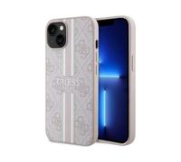 Custodia MagSafe Guess 4G con strisce stampate, rosa - iPhone 14 Plus