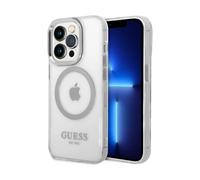 Custodia MagSafe Guess con profilo in metallo, trasparente/argento - iPhone 14 Pro Max