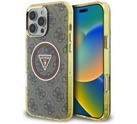 Custodia MagSafe Guess IML Metal Glitter 4G Circle Triangle per iPhone 16 Pro marrone - Nouvo