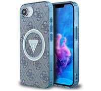 Custodia MagSafe Guess IML Metal Glitter 4G Circle Triangle per iPhone 16e blu - Nouvo