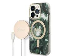 Custodia MagSafe Guess Jungle per iPhone 14 Pro, colore verde