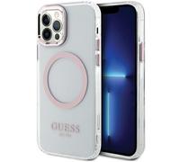 Custodia MagSafe Guess Metal Outline per iPhone 12, colore rosa