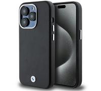Custodia MagSafe in metallo con logo BMW per iPhone 14 Pro, colore nero.