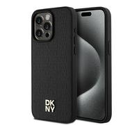 Custodia MagSafe in pelle con monogramma DKNY per iPhone 15 Pro Max, colore nero
