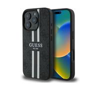 Custodia MagSafe nera a strisce stampate Guess 4G - iPhone 16 Pro