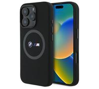 CG MOBILE BMW HC M - Custodia per iPhone 16 Pro Max, durevole, antiurto, compatibile con Magsafe, custodia in silicone con anello stampato nero