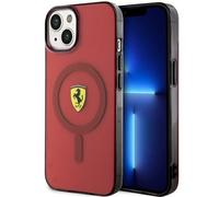 Ferrari FEHMP14SURKR - Custodia rigida per iPhone 14 da 6,1", colore: Rosso traslucido