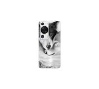 Custodia - MANIACASE - Huawei P60 Pro - Morbida - Nero e bianco - Motivo lupo e lupa