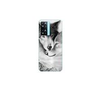 Custodia - MANIACASE - Oppo A57s 4G - Nero e bianco - Motivo lupo e lupa - Morbida