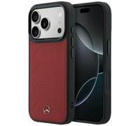 Custodia Mercedes-Benz Leather Mesh MagSafe iPhone 17 Pro Max Rossa