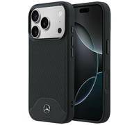 Custodia Mercedes-Benz Leather Wood MagSafe iPhone 17 Pro nera