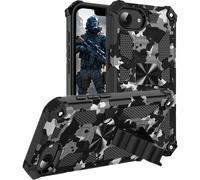 Custodia mimetica con supporto integrato per iPhone 16e - Resistente agli urti di livello militare, supporto incorporato, mimetica nera
