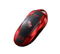 Custodia morbida al tatto per chiave in TPU per Model X, copertura completa con splendida struttura metallica (rosso)