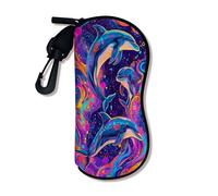Custodia morbida colorata di occhiali del delfino, manicotto vibrante degli occhiali marini dell'oceano con il gancio della cerniera, viaggio portatile di stoccaggio del neoprene, Colorato, 3x7 Inch
