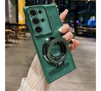 Custodia morbida con supporto magnetico a ventosa di lusso con glitter per Samsung S22 S23 S25 Ultra Plus (per S24/verde)