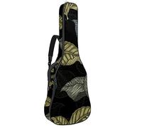 Custodia morbida per basso e chitarra con gancio posteriore Loop Electirc Chitarra Zaino Botanicalbig Foglie modello Blackcm spessa imbottitura di sicurezza Botanicalbig Foglie modello nero