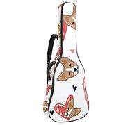 Custodia morbida per basso e chitarra con gancio posteriore per chitarra Electirc zaino per chitarra carino Corgi Face Love Patterncm spessore imbottitura di sicurezza carino Corgi Face Love Pattern