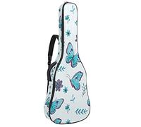 Custodia morbida per basso e chitarra con gancio posteriore per chitarra Electirc zaino per chitarra blu farfalle fiori salice spessore imbottitura di sicurezza blu farfalle fiori di salice