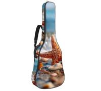 Custodia morbida per chitarra acustica, con 2 tasche e passante posteriore per appendere il basso, 40, 41, 42 pollici, chitarra classica, quadrati, turchese e crema, Multicolore 06, 42.9x16.9x4.7 in
