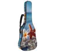 Custodia morbida per chitarra acustica, con 2 tasche e passante posteriore per appendere il basso, 40, 41, 42 pollici, chitarra classica, quadrati, turchese e crema, Multicolore 03, 42.9x16.9x4.7 in