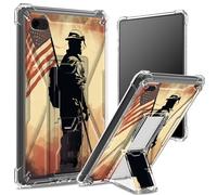 Custodia morbida per iPad Air 2/iPad Air 2/iPad Air, con retro trasparente e bandiera soldato, protezione angolare antiurto con cavalletto rigido