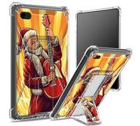 Custodia morbida per iPad Air 2/iPad Air 2/iPad Air da 9,7", 6a 5a generazione, modello 2018 e 2017, retro trasparente con chitarrista Babbo Natale, protezione angolare antiurto con cavalletto rigido