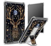 Custodia morbida per iPad da 9,7", iPad 6a 5a generazione 2018 2017, iPad Air 2/iPad Air, retro trasparente con cervo sogno luna, protezione angolare antiurto con cavalletto rigido