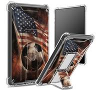 Custodia morbida per Kindle Paperwhite di 11a generazione da 6,8" e Signature Edition 2021, retro trasparente con bandiera da calcio, protezione angolare antiurto con cavalletto rigido