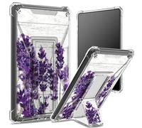 Custodia morbida per Kindle Paperwhite di 11a generazione da 6,8" e Signature Edition 2021, retro trasparente con lavanda viola, protezione angolare antiurto con cavalletto rigido