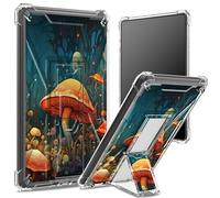 Custodia morbida per Kindle Paperwhite di 11a generazione da 6,8 pollici e Signature Edition 2021, retro trasparente con funghi, protezione angolare antiurto con cavalletto rigido
