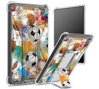 Custodia morbida per Kindle Paperwhite di 11a generazione da 6,8 pollici e Signature Edition 2021, retro trasparente con palloni da calcio, protezione angolare antiurto con cavalletto rigido