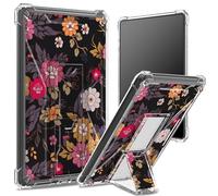 Custodia morbida per Kindle Paperwhite di 11a generazione da 6,8 pollici e Signature Edition 2021, retro trasparente con fiore in fiore, protezione angolare antiurto con cavalletto rigido