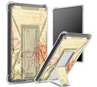 Custodia morbida per Kindle Paperwhite di 11a generazione da 6,8 pollici e Signature Edition 2021, retro trasparente con fiore vintage, protezione angolare antiurto con cavalletto rigido