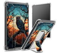 Custodia morbida per Kindle Paperwhite di 11a generazione da 6,8 pollici e Signature Edition 2021, retro trasparente con gufo blu, protezione angolare antiurto con cavalletto rigido