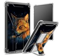 Custodia morbida per Kindle Paperwhite di 11a generazione da 6,8 pollici e Signature Edition 2021, retro trasparente con gatto assonnato, protezione angolare antiurto con cavalletto rigido