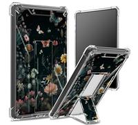 Custodia morbida per Kindle Paperwhite di 11a generazione da 6,8 pollici e Signature Edition 2021, retro trasparente con farfalla da giardino floreale, protezione angolare antiurto con cavalletto
