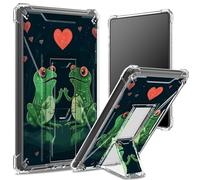 Custodia morbida per Kindle Paperwhite di 11a generazione da 6,8 pollici e Signature Edition 2021, retro trasparente con cuore di rana, protezione angolare antiurto con cavalletto rigido