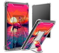 Custodia morbida per Kindle Paperwhite di 11a generazione da 6,8 pollici e Signature Edition 2021, retro trasparente con fenicottero rosa tramonto cielo, protezione angolare antiurto con cavalletto