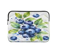 Custodia morbida per notebook blu mirtillo ad acquerello con imbottitura | Puffy - Custodia per computer portatile per impiegati durante il trasporto, taglia L