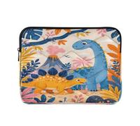 Custodia morbida per notebook con dinosauro tropicale blu con imbottitura | Custodia per il trasporto dello zaino, profilo 2 cm, imbottitura in cotone perlato