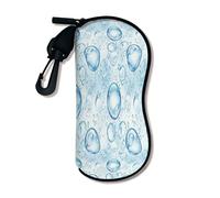 Custodia morbida per occhiali da sole con gocce d'acqua, design a bolle blu rinfrescante, con gancio con cerniera, custodia portatile da viaggio per occhiali da vista, 7,8 x 17,8 cm